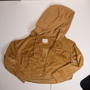 American Eagle Corduroy Cropped Hoodie Jacket — Women’s Medium (Camel/Tan)